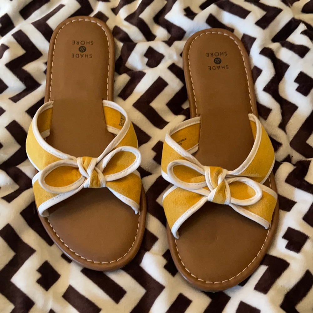 Sandals from target. Worn in house once. Just too narrow for my feet.
